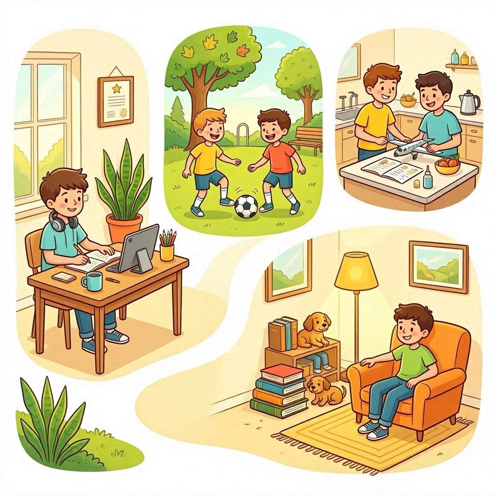 Child using tablet with parent supervising